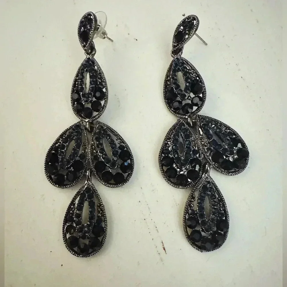 Deep Sapphire Rhinestone Earrings